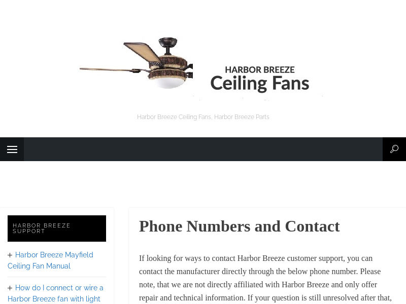                               2. Phone Numbers and Contact - Harbor Breeze Ceiling Fans