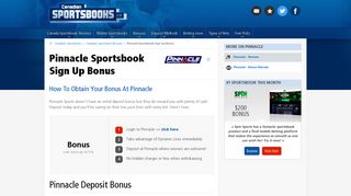 
Pinncale Sportsbook Sign Up Bonus - Canadian Sportsbooks  
