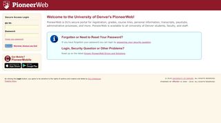 
                            3. PioneerWeb - University of Denver - Du Myweb Portal