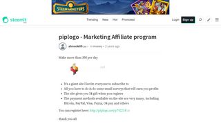 
                            2. piplogo - Marketing Affiliate program — Steemit - Piplogo Sign In