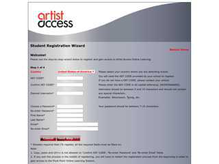 Pivot Point Artist Access - Student Registration Wizard