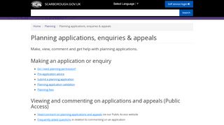 
                            5. Planning applications, enquiries & appeals | SCARBOROUGH.GOV.UK - Scarborough Planning Portal