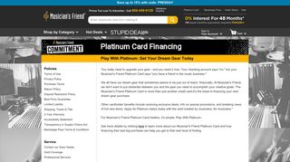 Platinum Card Financing  Musician's Friend