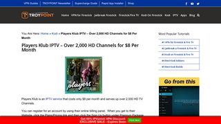 
                            1. Players Klub IPTV - Over 3,000 HD Channels for $8 Per Month - The Players Klub Portal Credentials