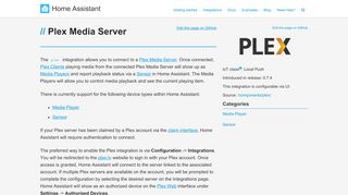 
Plex Media Server - Home Assistant  
