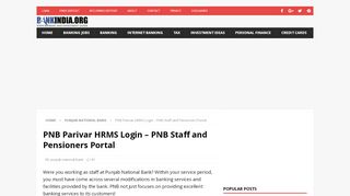 
                            6. PNB Parivar HRMS Login - PNB Staff and Pensioners Portal - Punjab National Bank Hrms Portal