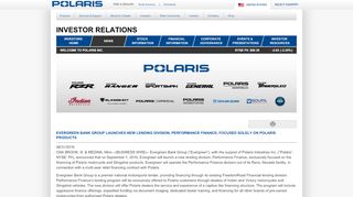Polaris Inc. - Evergreen Bank Group Launches New Lending ... - Performance Finance Portal