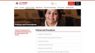 Policies and Procedures - La Trobe ... - La Trobe College Australia - La Trobe Student Portal