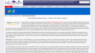 Portal Flash Version online game,maze escape puzzle games free - Portal Flash Version Unblocked