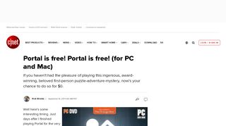 
                            6. Portal is free! Portal is free! (for PC and Mac) - CNET - Portal Steam Code