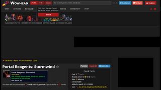 
                            1. Portal Reagents: Stormwind - Item - World of Warcraft - Wowhead - Wow Portal Reagents