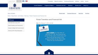 Portal Transition and Financial Aid - Grayson College - Grayson County College Portal