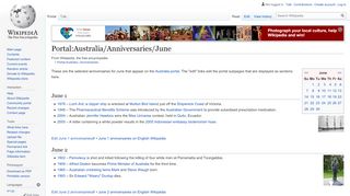 
                            8. Portal:Australia/Anniversaries/June - Wikipedia - Pandora Pacific Portal