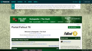 
                            3. Portal:Fallout 76 | Fallout Wiki | FANDOM powered by Wikia - Fallout Portal