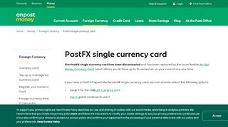 
                            2. PostFX single currency card - An Post - Post Office Fx Card Portal