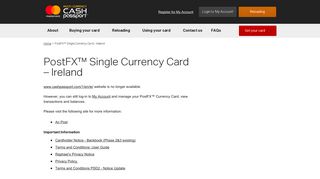 
                            5. PostFX™ Single Currency Card – Ireland - Important ... - Post Office Fx Card Portal