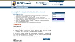 
                            5. Postgraduate Programmes Portal: Centre for Distance Learning ... - Oau Postgraduate Portal