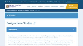 
                            2. Postgraduate Studies - Obafemi Awolowo University - Oau Postgraduate Portal