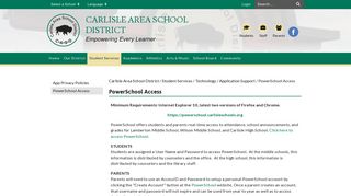 
                            1. PowerSchool Access - Carlisle Area School District