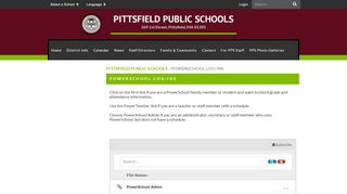 
PowerSchool Log-Ins - Pittsfield Public Schools
