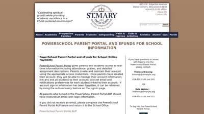 PowerSchool Parent Portal and eFunds for ... - St. Mary HC
