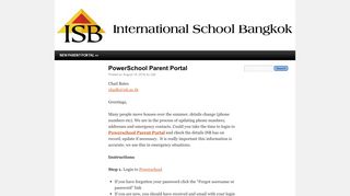 
PowerSchool Parent Portal | ISB Parent Portal - Inside ISB  
