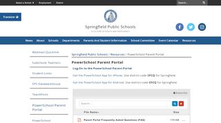 PowerSchool Parent Portal - Springfield Public Schools