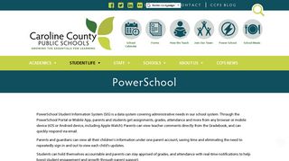 PowerSchool (Student Services)  CCPS