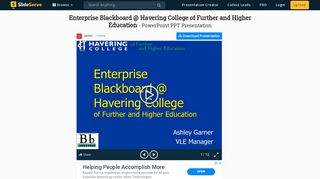 
                            3. PPT - Enterprise Blackboard @ Havering College of Further ... - Havering College Blackboard Portal