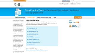 Practice Tests | SHL Direct - Select2perform Portal
