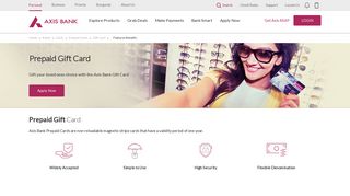 
                            8. Prepaid Gift Card - Features & Benefits - Axis Bank - Sbi Gift Card Portal