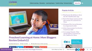 
Preschool Learning at Home: Mom Bloggers Review Embark12  
