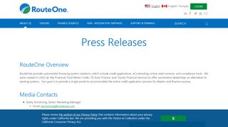 
                            5. Press Releases | RouteOne - Ally Dealer Portal