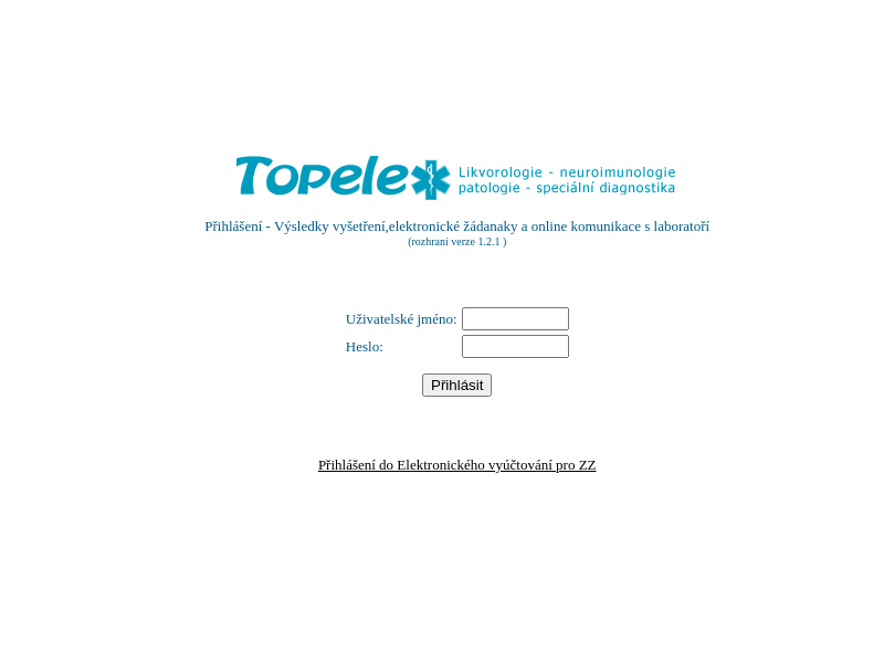 
                            8. Přihlášení výsledky vyšetření - Topelex