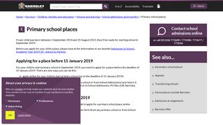 
                            2. Primary school places - Barnsley Council - Barnsley Council School Admissions Portal