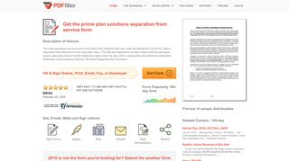 Prime Plan Solutions Separation From Service - Fill Online ... - Prime Plan Solutions Portal