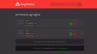 
                            1. primewire.ag passwords - BugMeNot