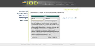 PRISM Requestor Portal - Iod Portal Login