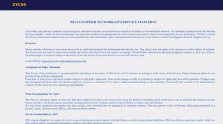 9. Privacy of Use - Zycus Supplier Network - Zycus Supplier Network Portal