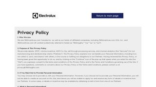 
                            4. Privacy Policy - Electrolux Promotions - Electrolux Incentives Login