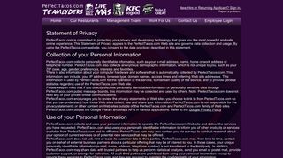 
                            8. Privacy Policy - PerfectTacos | Taco Bell | KFC | A & W | Pizza ... - Perfect Tacos Portal