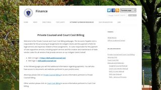 
Private Counsel and Court Cost Billing | Finance
