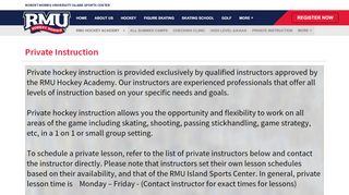 
                            6. Private Instruction - RMU Island Sports Center - Rmu Gmail Portal