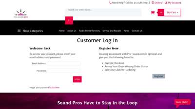 
                            7. Pro-Sound.com: Customer Log In