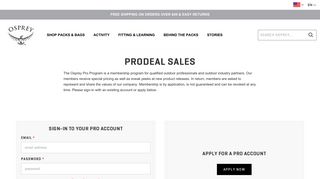 
                            5. Prodeal Sales - Osprey Packs Official Site - Osprey Pro Deal Portal