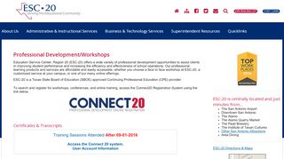 Professional Development/Workshops | ESC20.net - Region 20 - Region 20 Portal