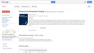 
Professional Penetration Testing: Creating and Learning in a ...  

