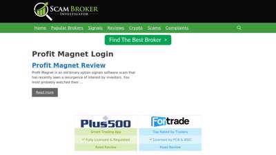 Profit Magnet Login on the Scam Broker Investigator