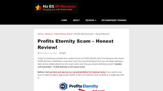 
                            2. Profits Eternity Scam - Honest Review! - No BS IM Reviews! - Profits Eternity Portal