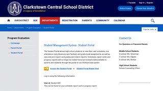 
Program Evaluation / Student Portal - Clarkstown Central School District
